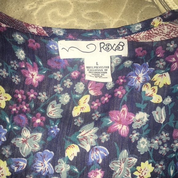 Blue lace blouse with floral design - Picture 3 of 3